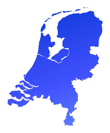 Blue gradient Netherlands map. Detailed, Mercator projection.の写真素材