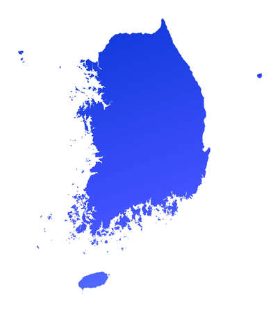 Blue gradient South Korea map. Detailed, Mercator projection.の写真素材