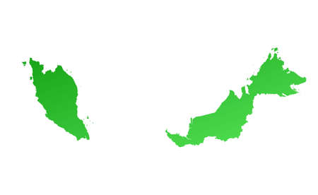 Green gradient Malaysia map. Detailed, Mercator projection.の写真素材