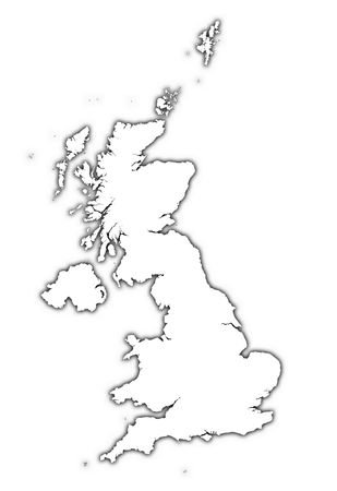 United Kingdom outline map with shadow. Detailed, Mercator projection.の写真素材