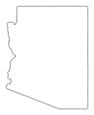 Arizona (USA) outline map with shadow. Detailed, Mercator projection.の写真素材