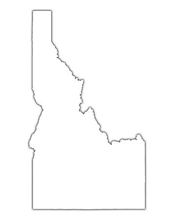 Idaho (USA) outline map with shadow. Detailed, Mercator projection.の写真素材