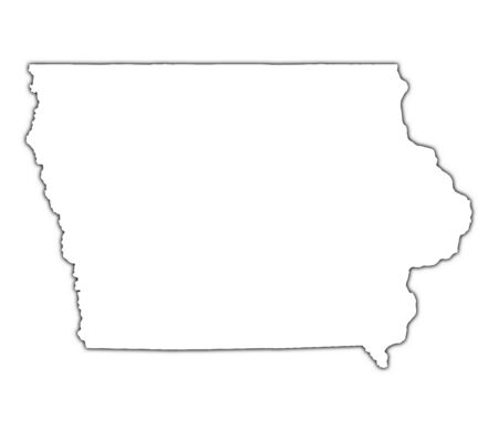 Iowa (USA) outline map with shadow. Detailed, Mercator projection.の写真素材