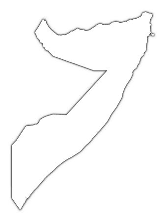 Somalia outline map with shadow. Detailed, Mercator projection.の写真素材