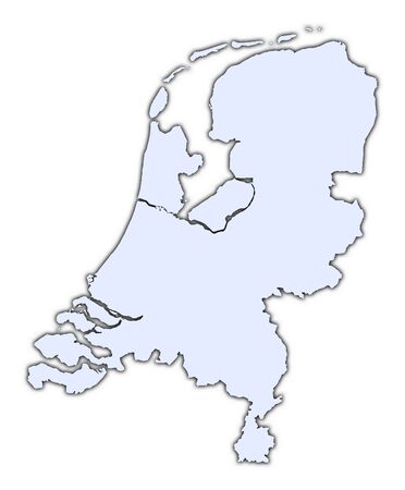 Netherlands light blue map with shadow. High resolution. Mercator projection.の写真素材