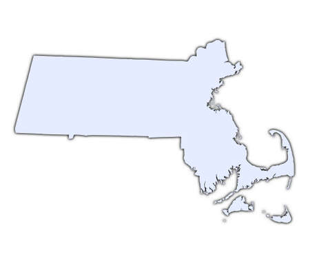 Massachusetts (USA) light blue map with shadow. High resolution. Mercator projection.の写真素材