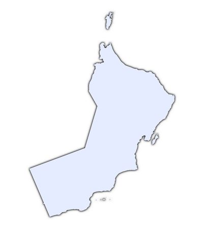 Oman light blue map with shadow. High resolution. Mercator projection.の写真素材