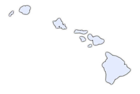 Hawai light blue map with shadow. High resolution. Mercator projection.の写真素材