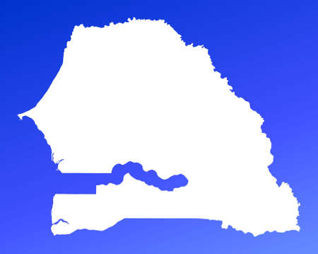 Senegal map on blue gradient background. High resolution. Mercator projection.の写真素材