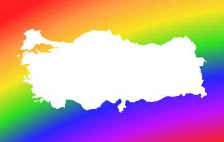 Turkey map on rainbow background. High resolution. Mercator projection.の写真素材