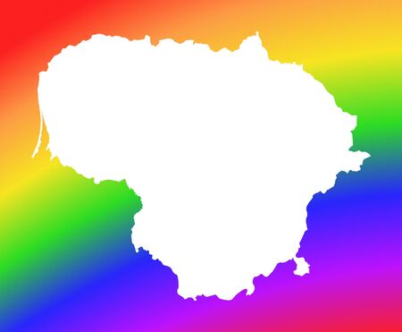 Lithuania map on rainbow background. High resolution. Mercator projection.の写真素材