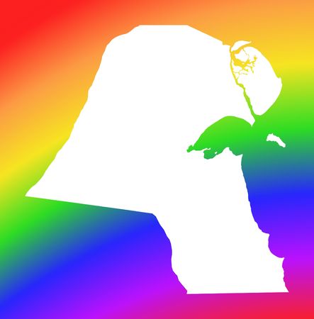 Kuwait map on rainbow background. High resolution. Mercator projection.の写真素材