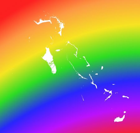 The Bahamas map on rainbow background. High resolution. Mercator projection.の写真素材