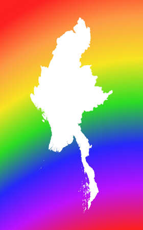 Burma map on rainbow background. High resolution. Mercator projection.の写真素材