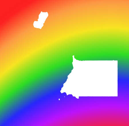 Equatorial Guinea map on rainbow background. High resolution. Mercator projection.の写真素材