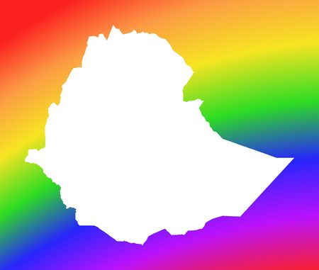 Ethiopia map on rainbow background. High resolution. Mercator projection.の写真素材