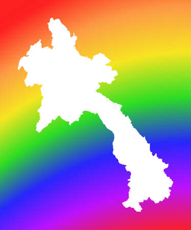 Laos map on rainbow background. High resolution. Mercator projection.の写真素材