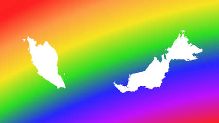 Malaysia map on rainbow background. High resolution. Mercator projection.の写真素材