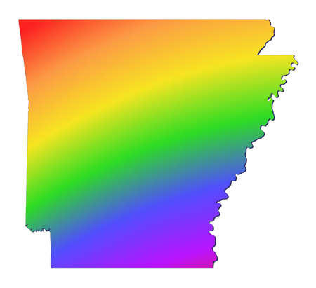 Arkansas map filled with rainbow gradient. Mercator projection.の写真素材