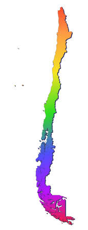 Chile map filled with rainbow gradient. Mercator projection.の写真素材