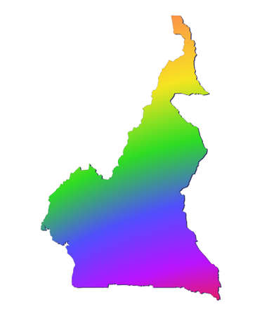 Cameroon map filled with rainbow gradient. Mercator projection.の写真素材