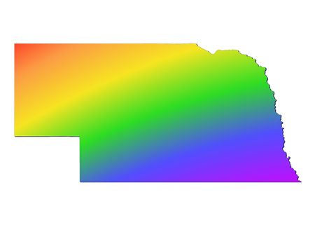 Nebraska map filled with rainbow gradient. Mercator projection.の写真素材