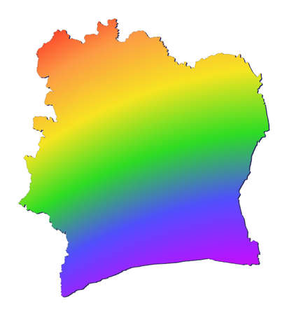 Cote DIvoire map filled with rainbow gradient. Mercator projection.の写真素材