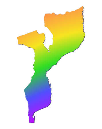 Mozambique map filled with rainbow gradient. Mercator projection.の写真素材