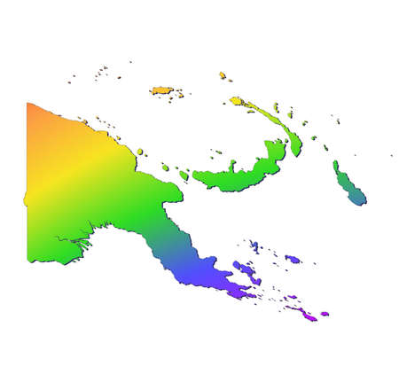 Papua New Guinea map filled with rainbow gradient. Mercator projection.の写真素材
