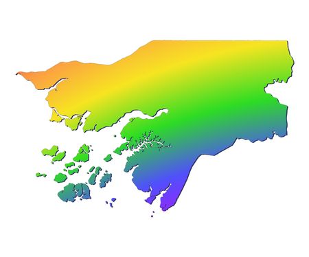 Guinea Bissau map filled with rainbow gradient. Mercator projection.の写真素材