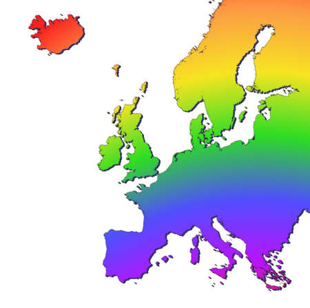 Europe map filled with rainbow gradient. Mercator projection.の写真素材