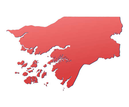 Guinea Bissau map filled with red gradient. Mercator projection.の写真素材