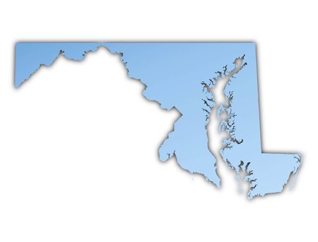 Maryland(USA) map light blue map with shadow. High resolution. Mercator projection.の写真素材