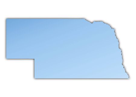 Nebraska(USA) map light blue map with shadow. High resolution. Mercator projection.の写真素材