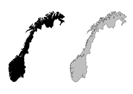 Norway map. Black and white. Mercator projection.のイラスト素材