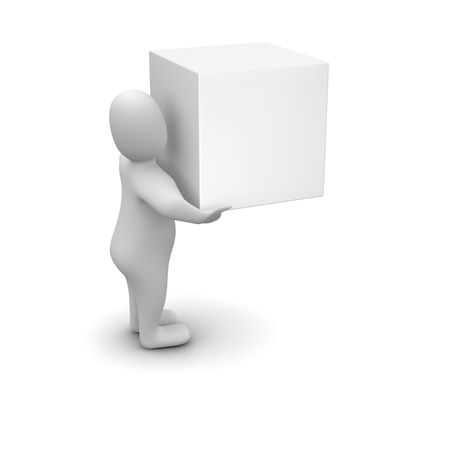 Man carrying blank box. 3d rendered illustration.の写真素材