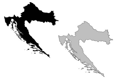 Croatia map. Black and white. Mercator projection.のイラスト素材
