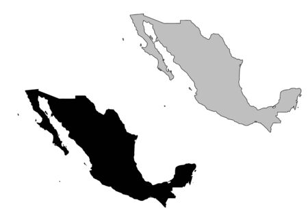 Mexico map. Black and white. Mercator projection.のイラスト素材