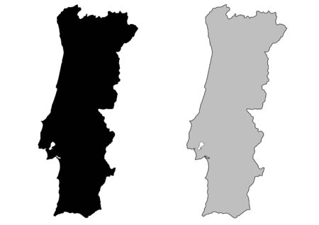 Portugal map. Black and white. Mercator projection.のイラスト素材