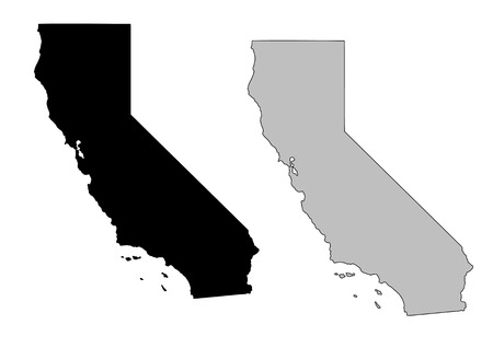 California map. Black and white. Mercator projection.のイラスト素材