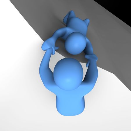 Helping in dangerous situation. 3d rendered illustration.の写真素材