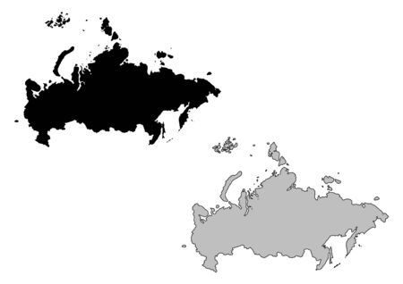 Russia map. Black and white. Mercator projection.のイラスト素材