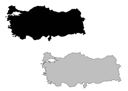 Turkey map. Black and white. Mercator projection.のイラスト素材