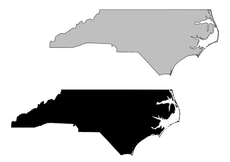 North Carolina map. Black and white. Mercator projection.のイラスト素材