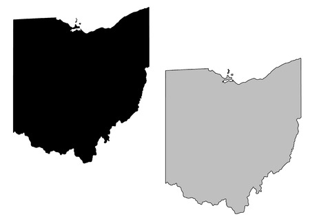 Ohio map. Black and white. Mercator projection.のイラスト素材