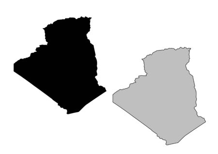 Algeria map. Black and white. Mercator projection.のイラスト素材