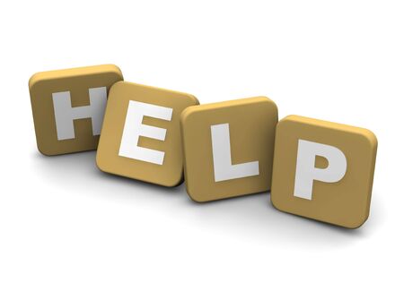 Help text. 3d rendered illustration isolated on white.の写真素材