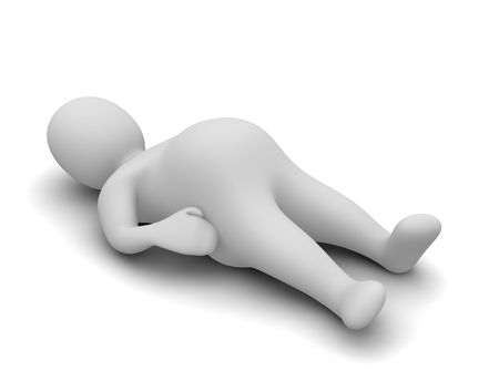 Laying fat man isolated on white.. 3d rendered illustration.の写真素材