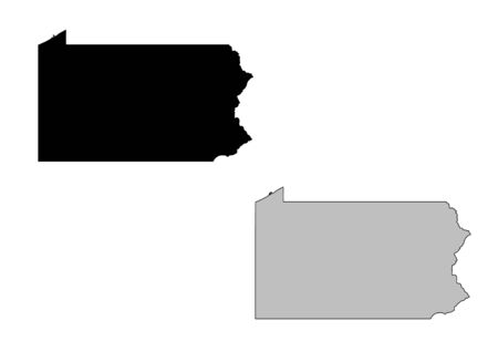 Pennsylvania map. Black and white. Mercator projection.のイラスト素材