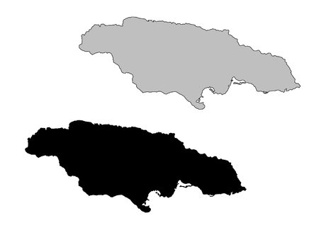 Jamaica map. Black and white. Mercator projection.のイラスト素材
